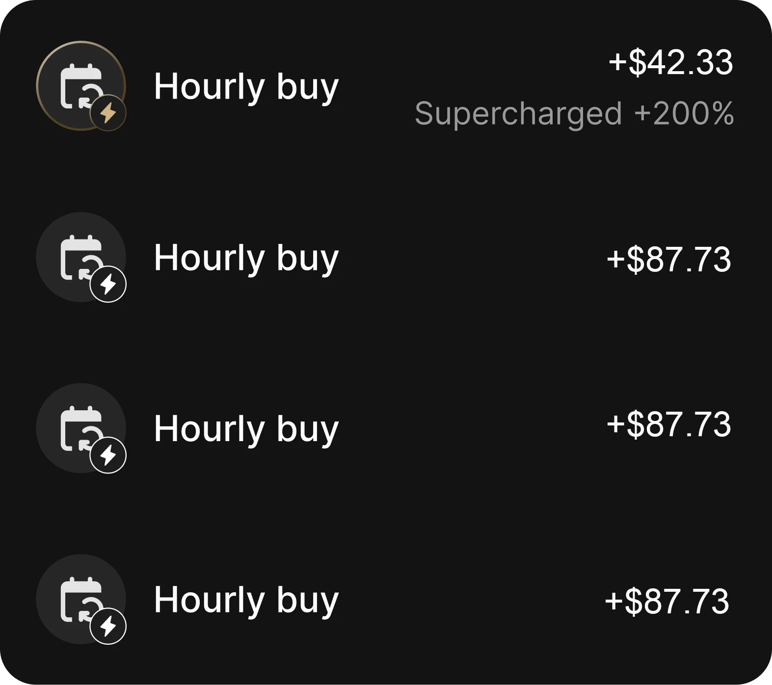 hxgx's recurring Bitcoin purchase interface
